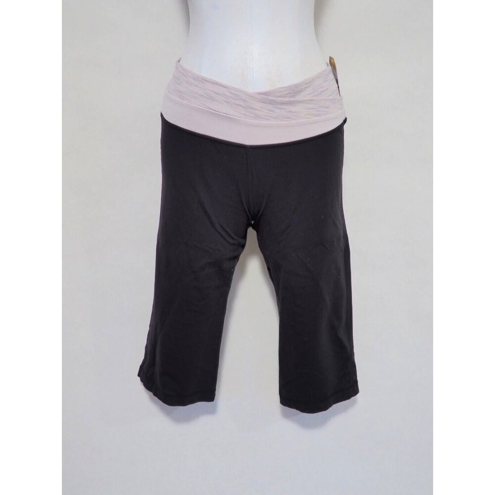 Lululemon Black Capris W/ Gray & Light Pink Heathered Waistband, Size 8